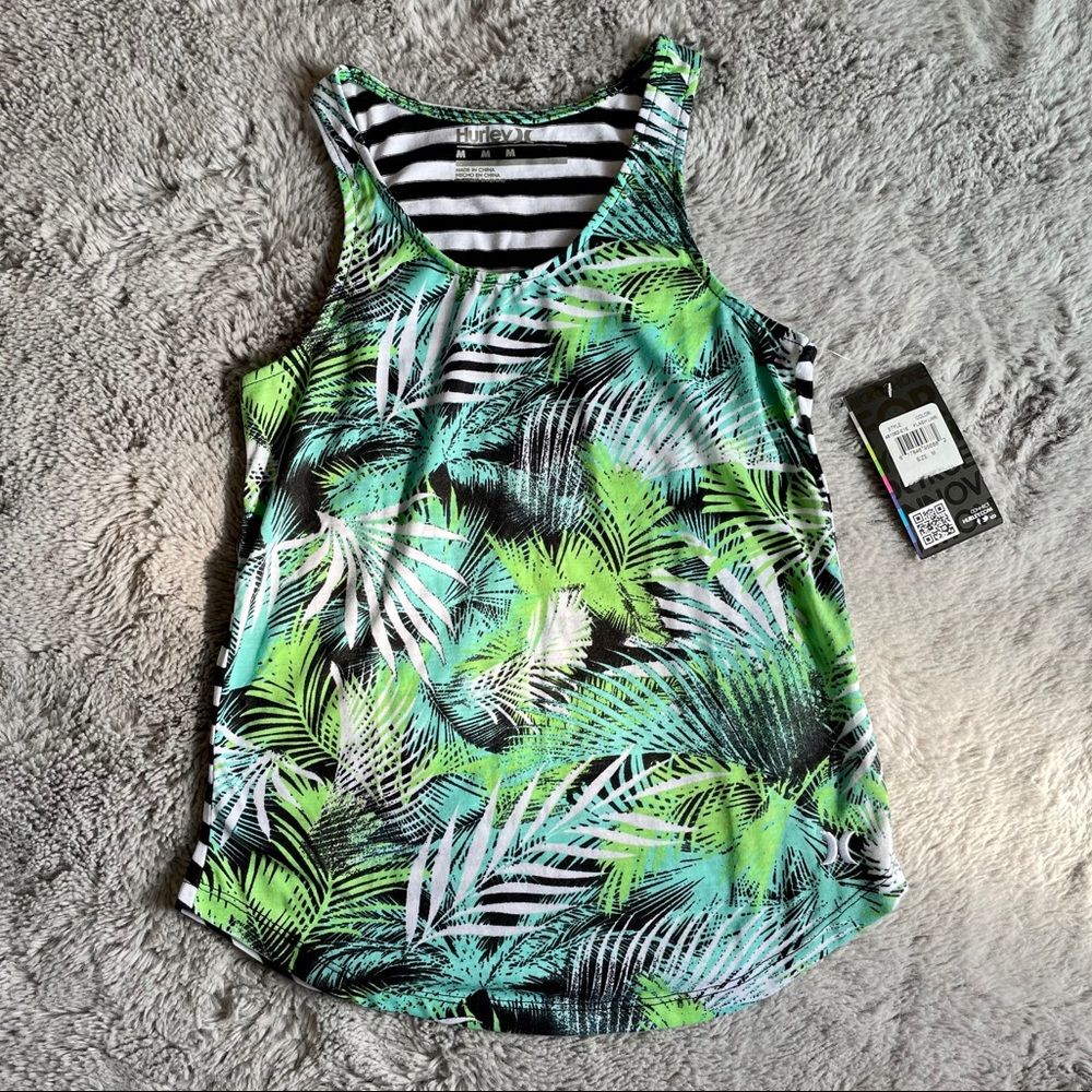 NEW Hurley Kids Tank Top Tropical Stripes Girl Size Medium